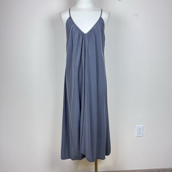 Lena Medoyeff Dress Womens Small Midi Slip Shift Silk Minimal Boho USA Made Gray - Picture 10 of 11